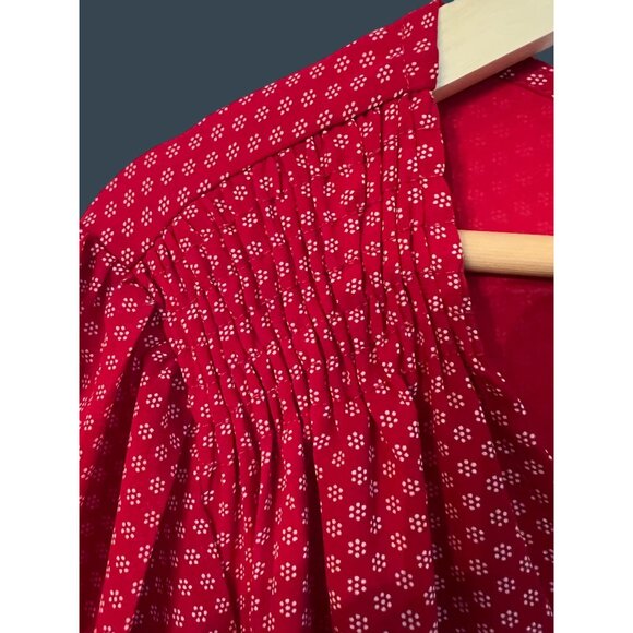 Papermoon Orange Red Polka Dot Button Down Blouse 3X Polyester Lined Ruching - Picture 7 of 12